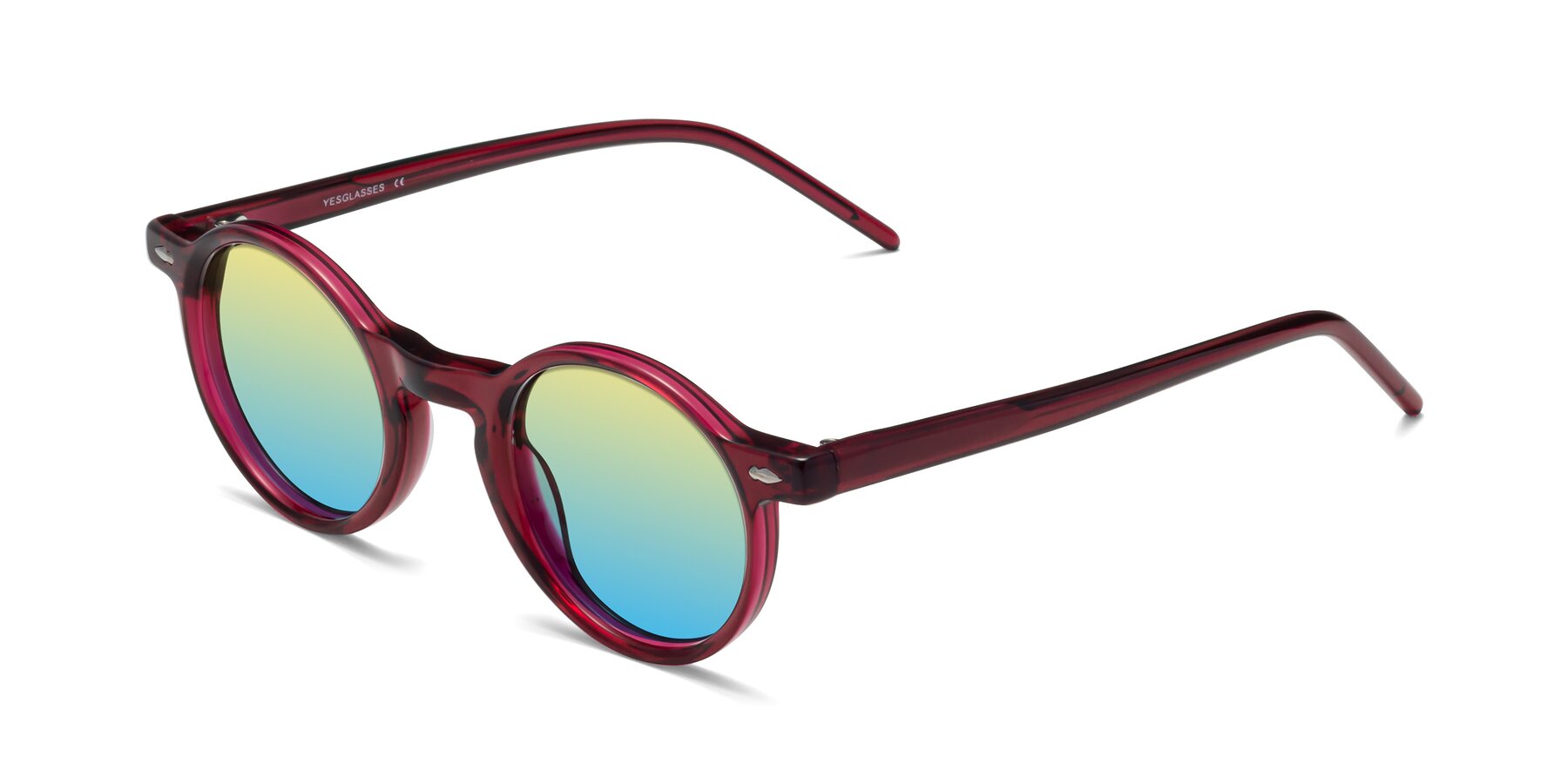 Angle of 1542 in Plum with Yellow / Blue Gradient Lenses