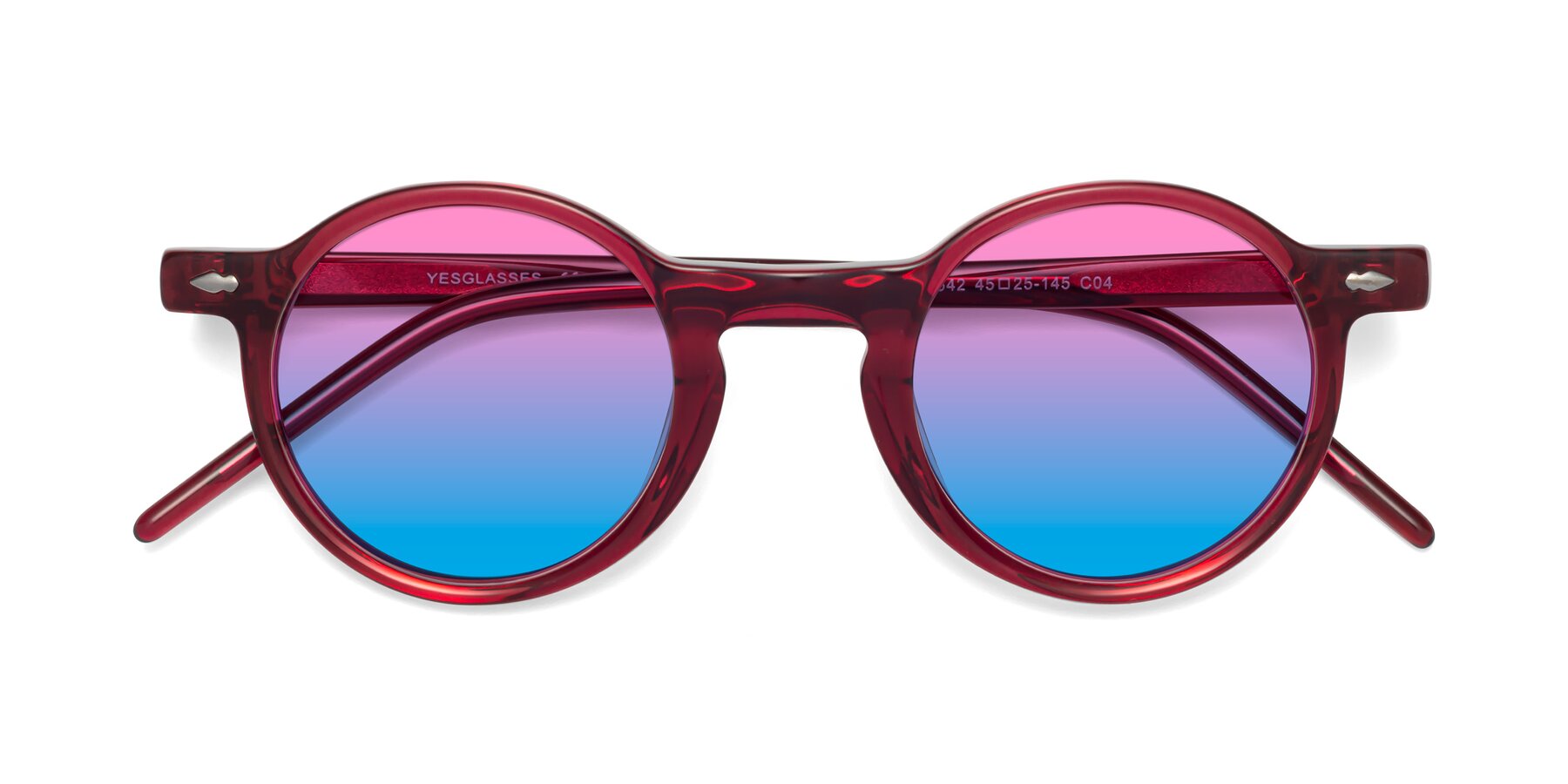 Folded Front of 1542 in Plum with Pink / Blue Gradient Lenses