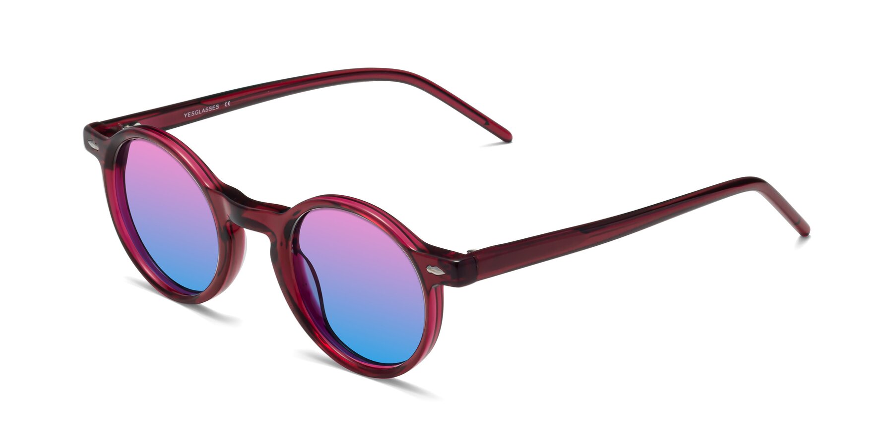 Angle of 1542 in Plum with Pink / Blue Gradient Lenses