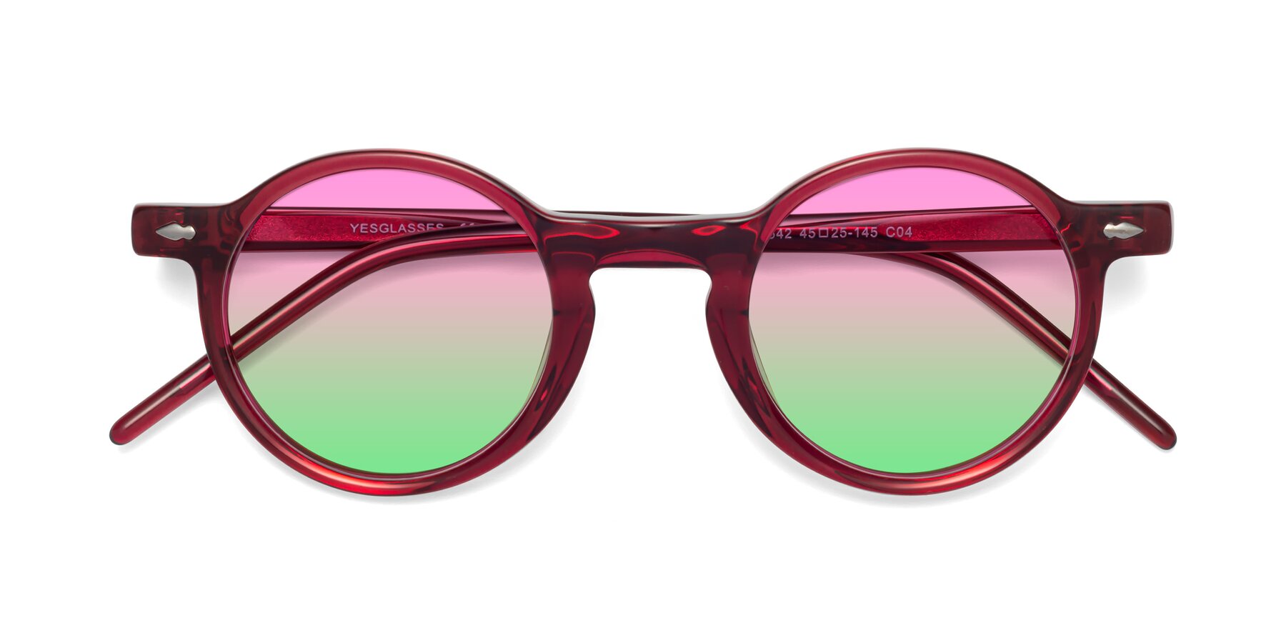Folded Front of 1542 in Plum with Pink / Green Gradient Lenses