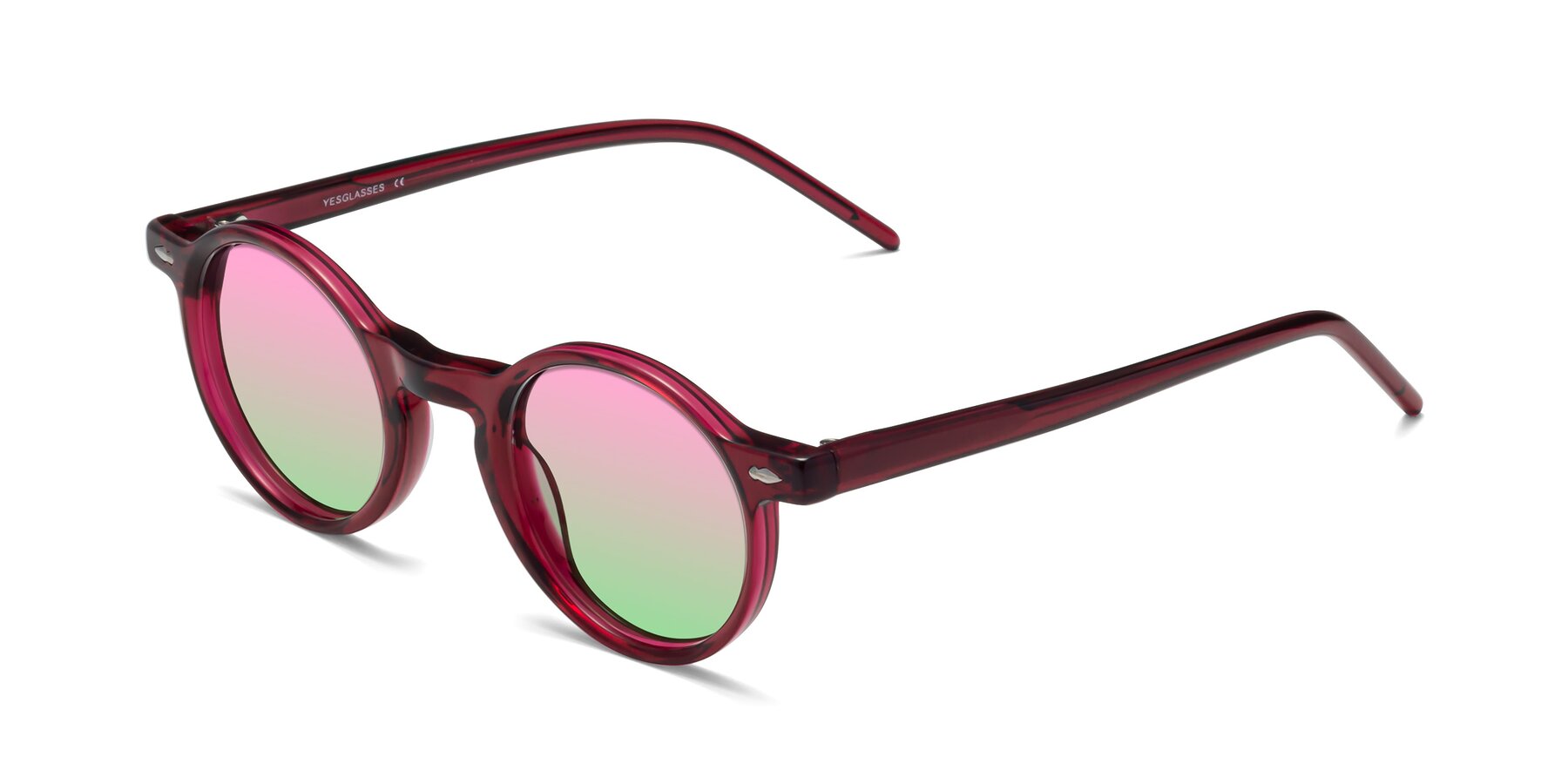 Angle of 1542 in Plum with Pink / Green Gradient Lenses