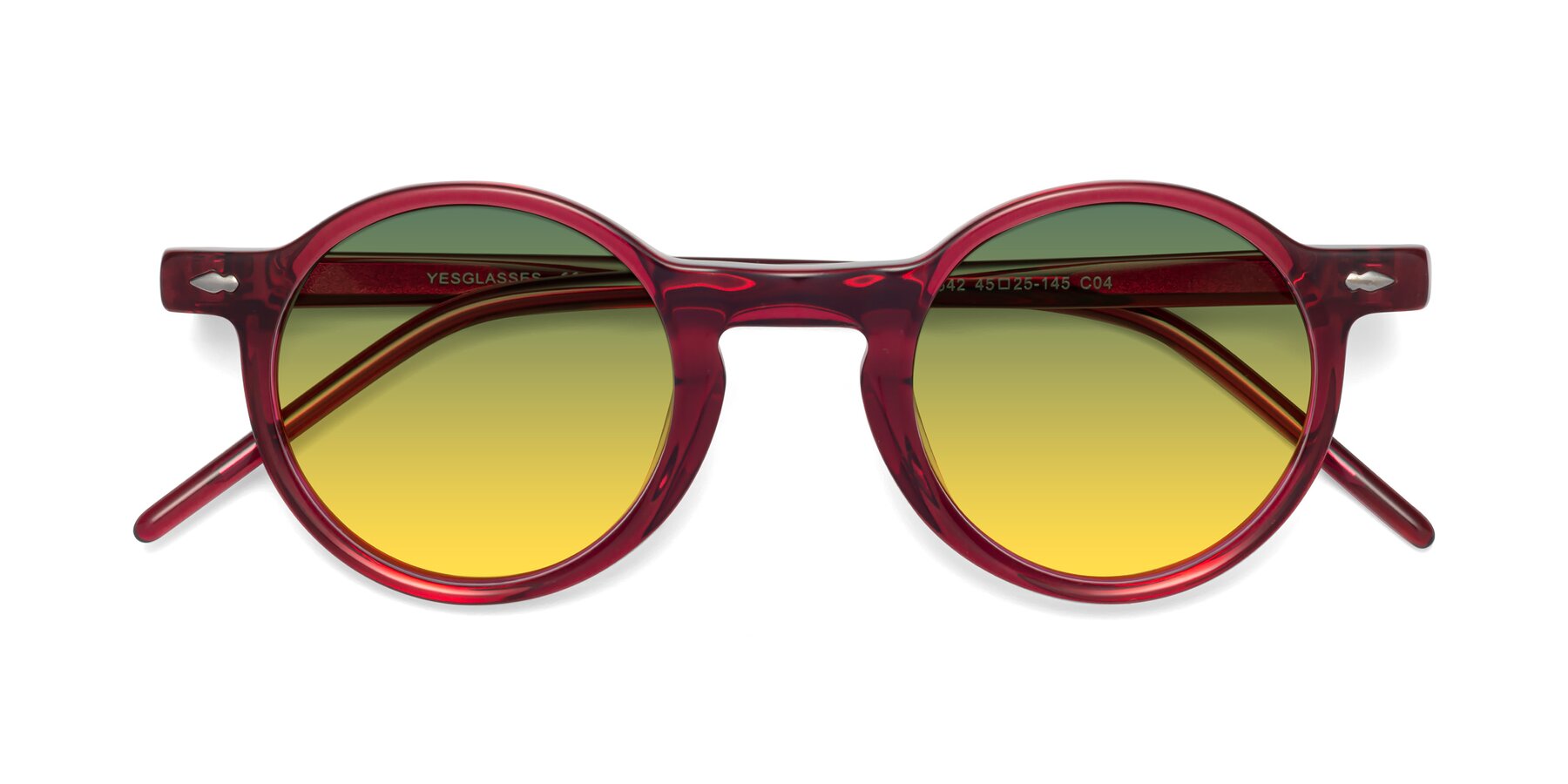 Folded Front of 1542 in Plum with Green / Yellow Gradient Lenses