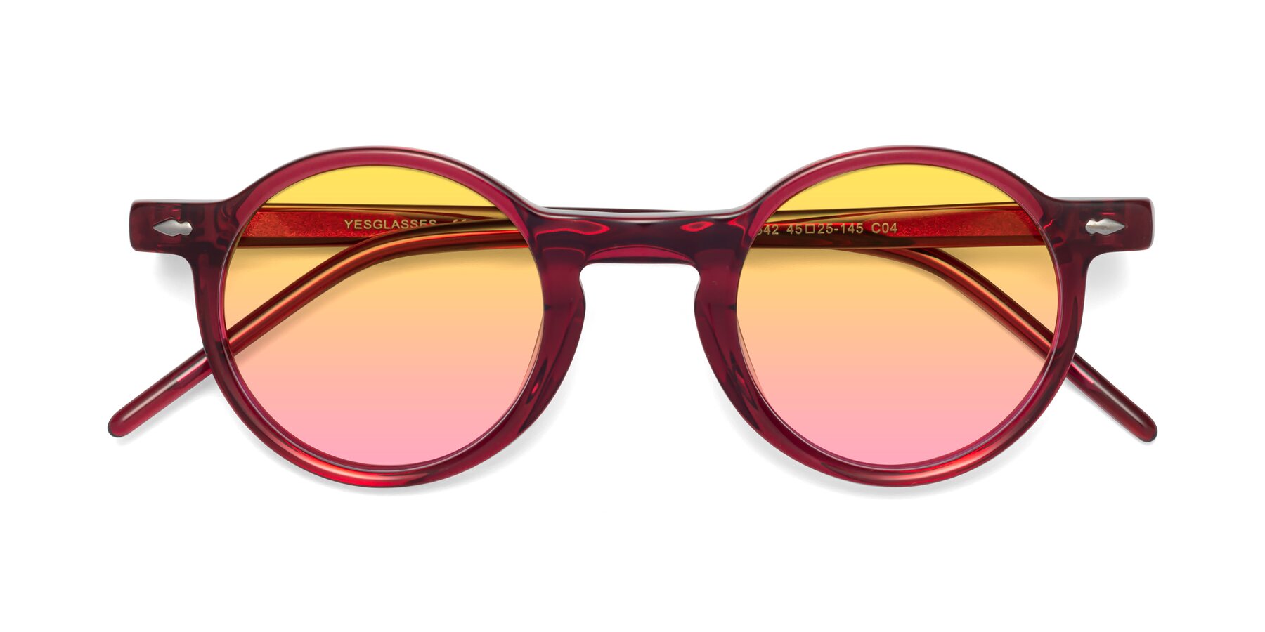 Folded Front of 1542 in Plum with Yellow / Pink Gradient Lenses