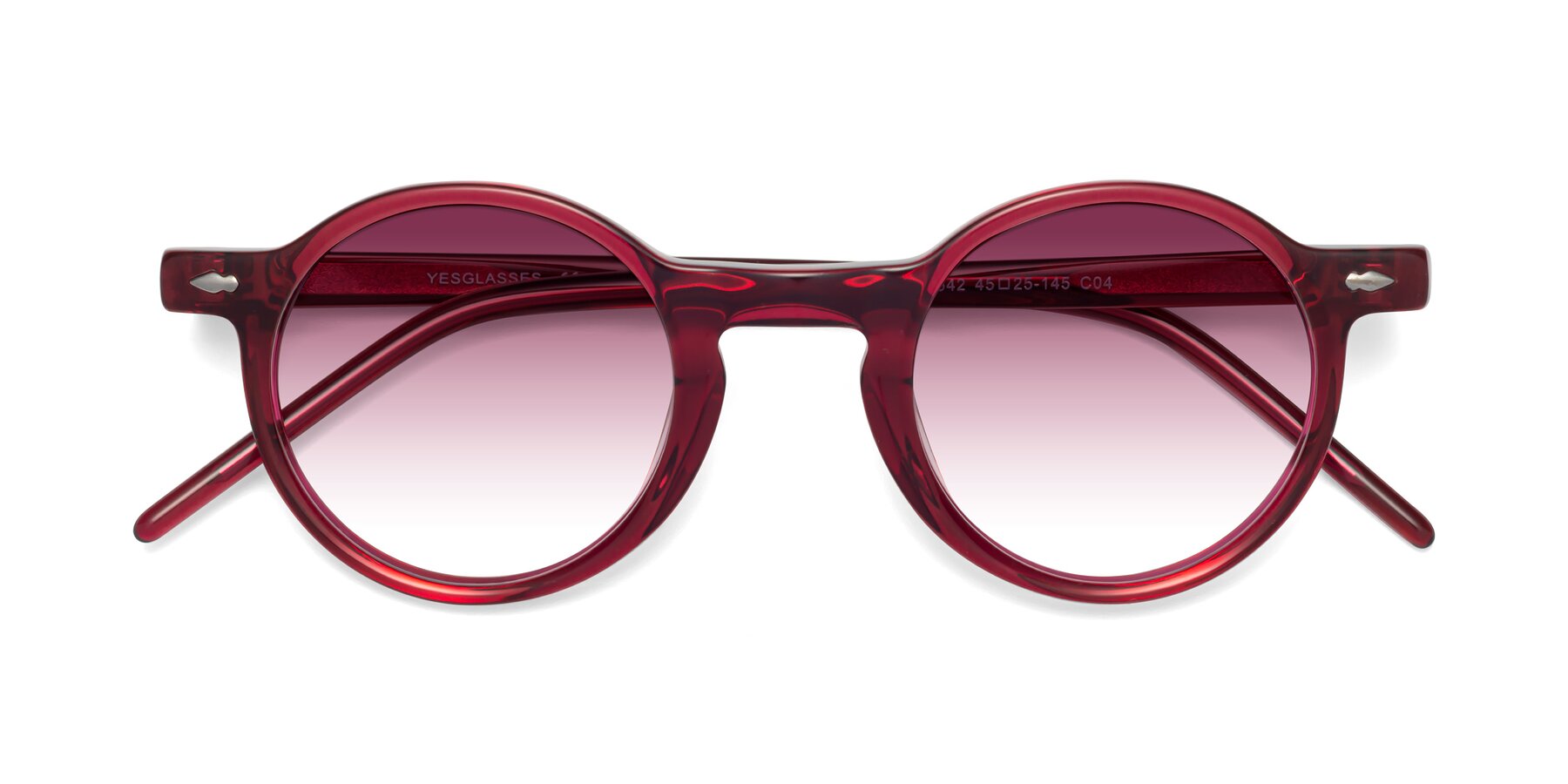 Folded Front of Marga in Plum with Wine Gradient Lenses