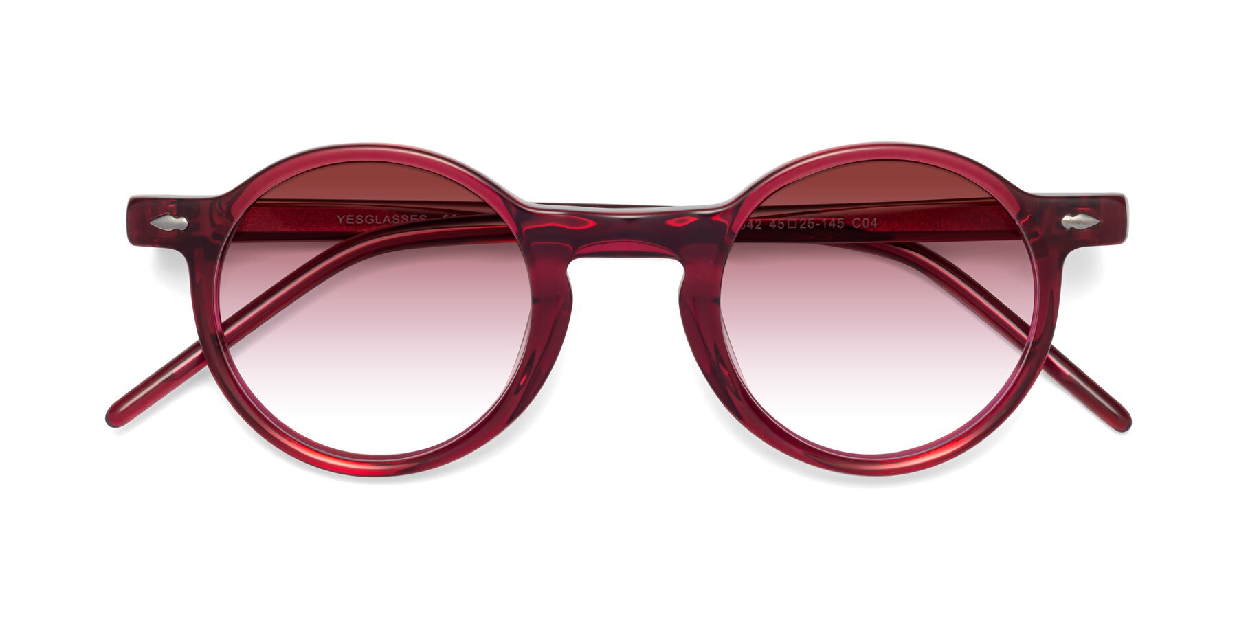 Folded Front of Marga in Plum with Garnet Gradient Lenses