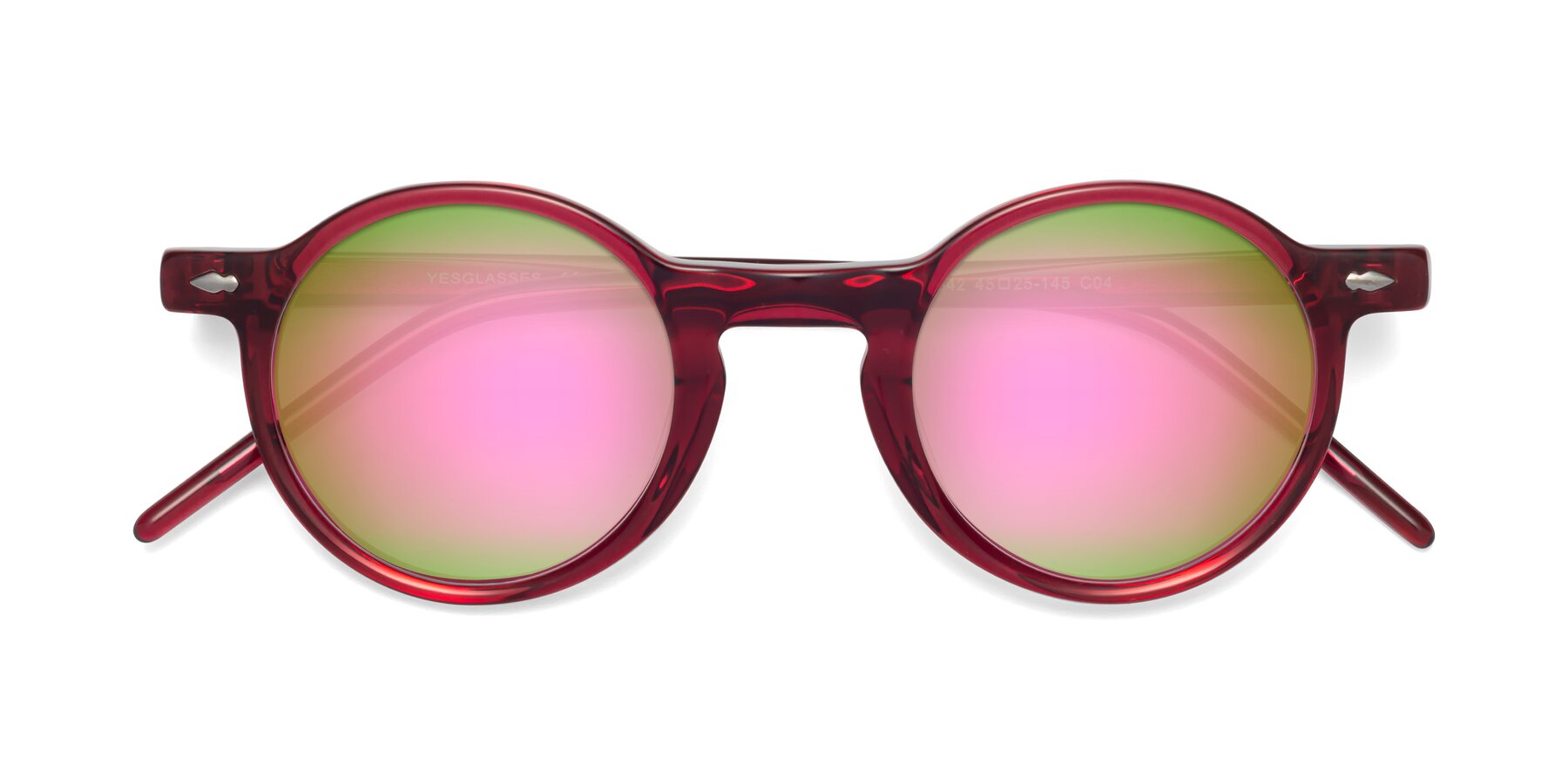 Folded Front of 1542 in Plum with Pink Mirrored Lenses