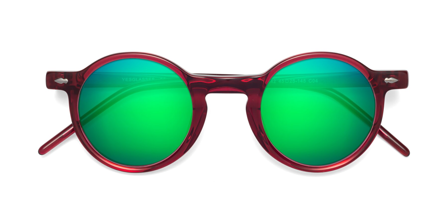 Folded Front of 1542 in Plum with Green Mirrored Lenses