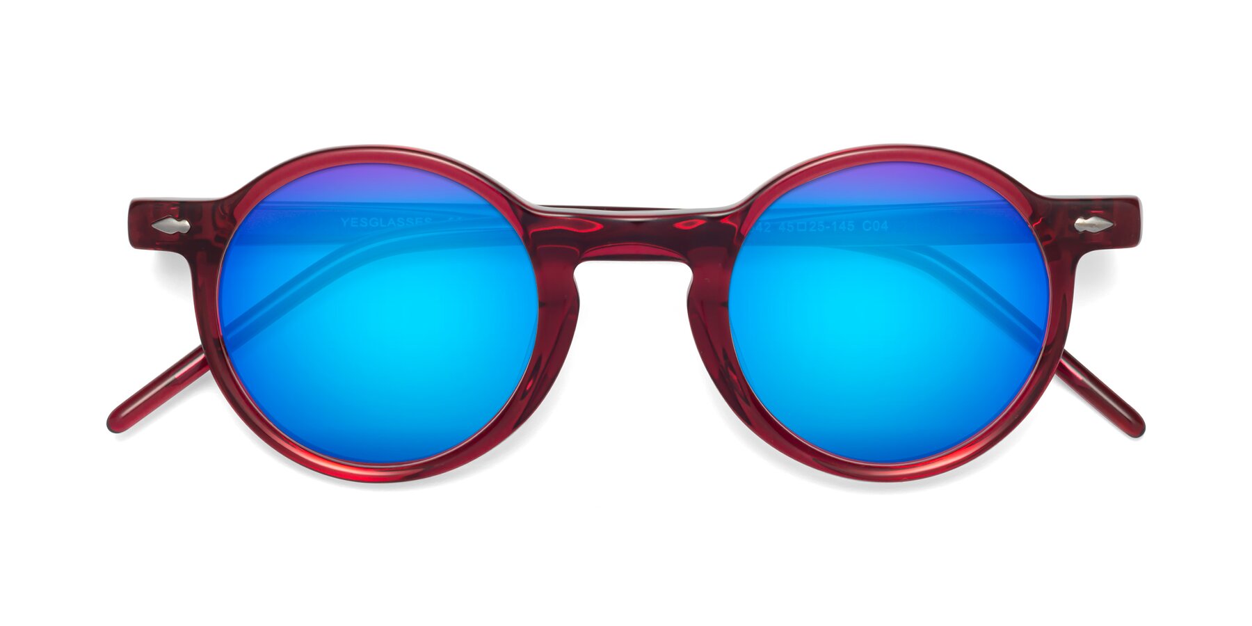 Folded Front of 1542 in Plum with Blue Mirrored Lenses