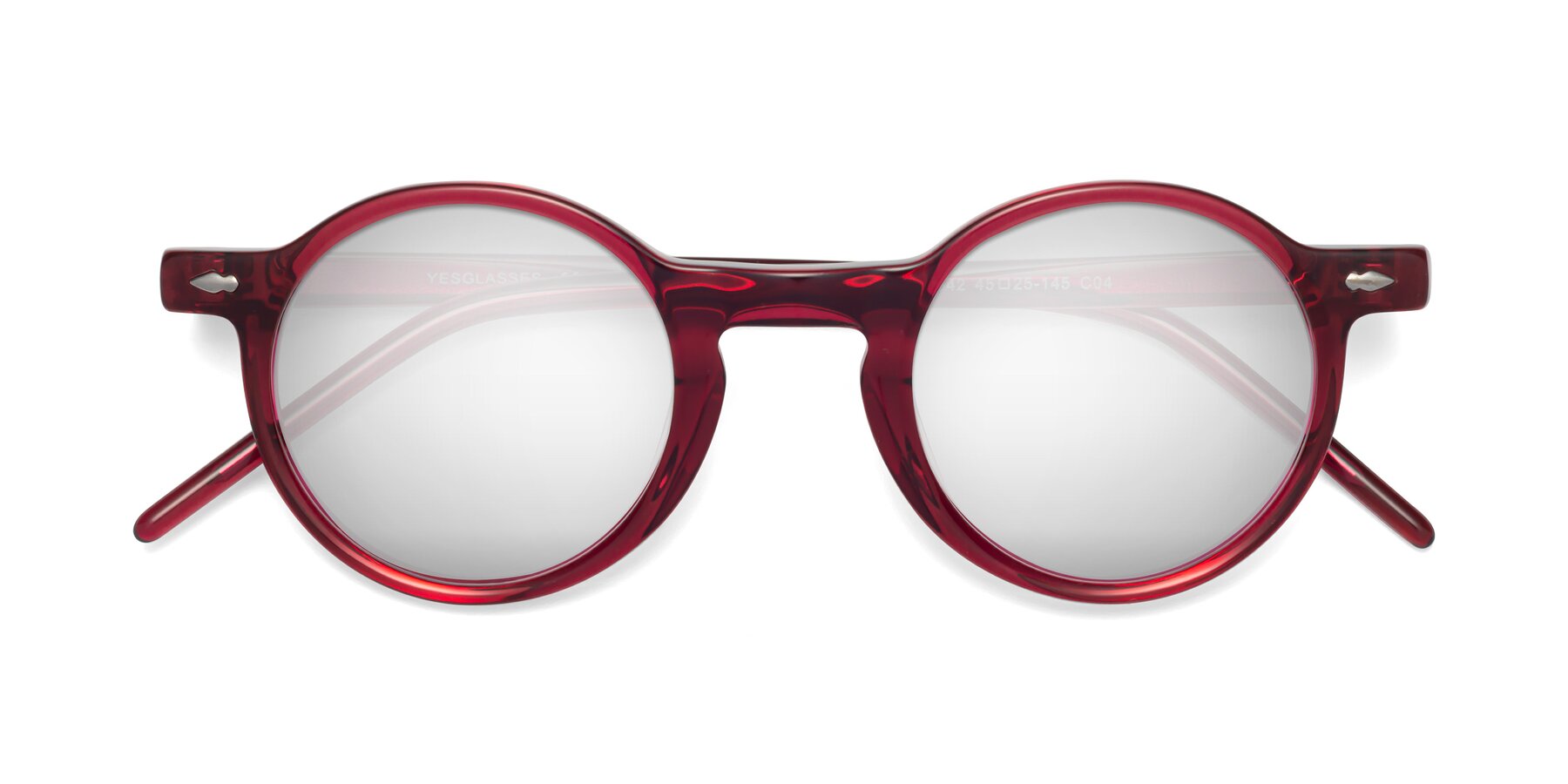 Folded Front of 1542 in Plum with Silver Mirrored Lenses