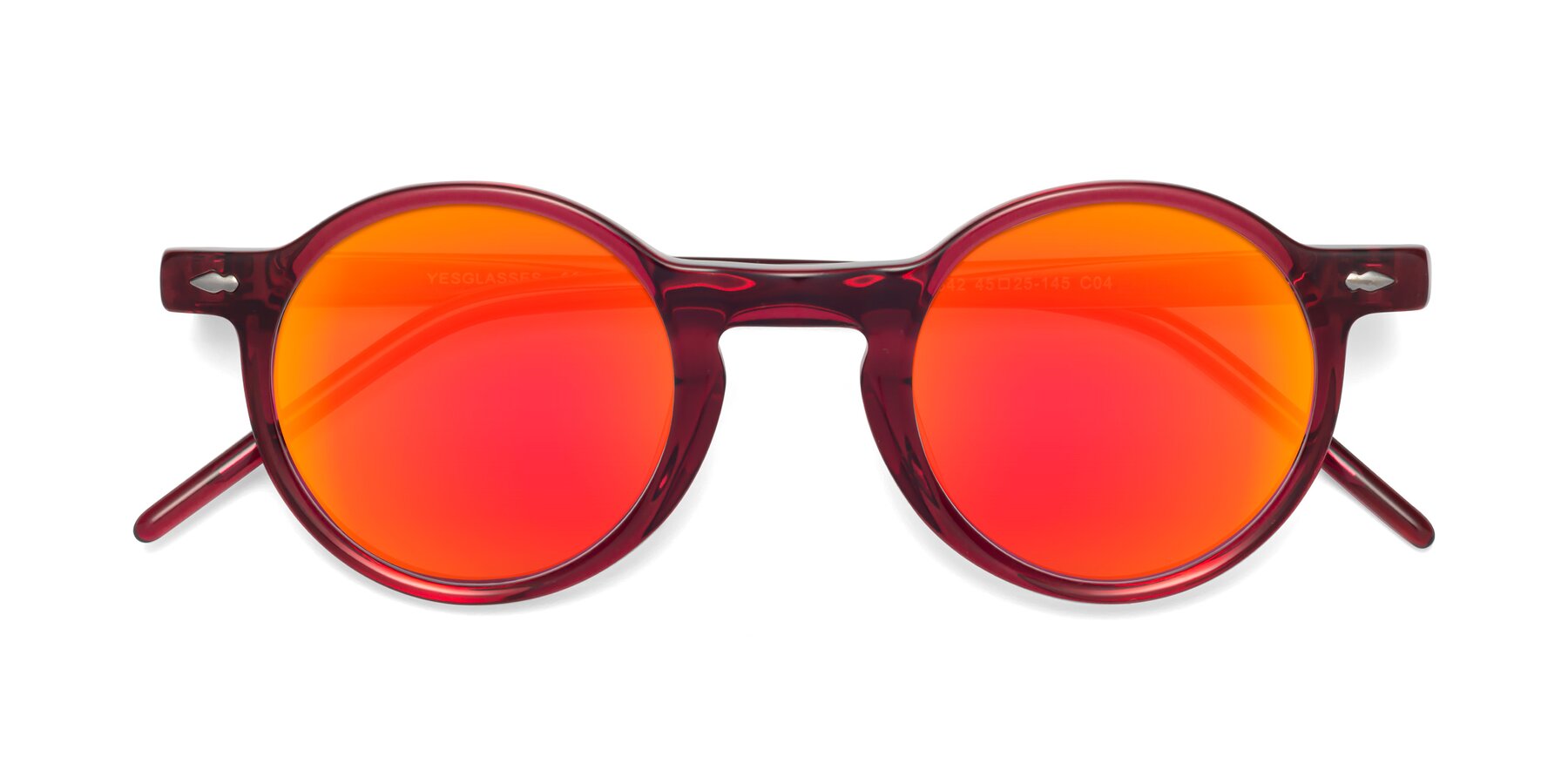 Folded Front of 1542 in Plum with Red Gold Mirrored Lenses