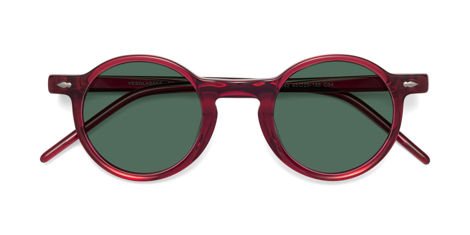 Folded Front of Marga in Plum with Green Polarized Lenses