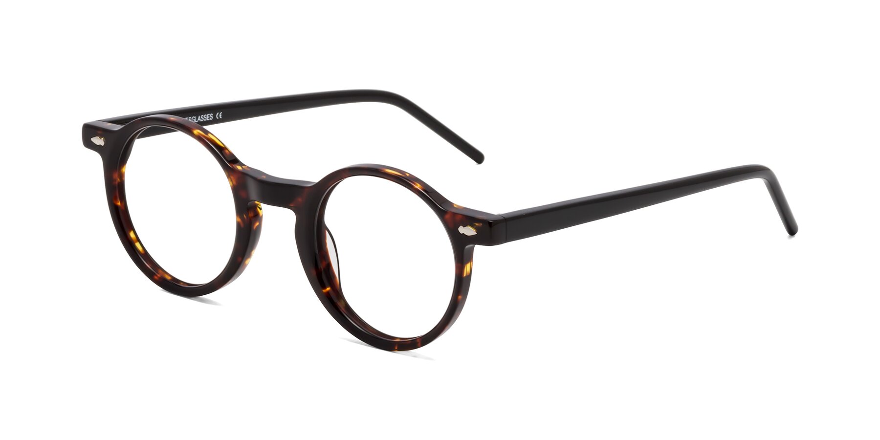 Angle of Marga in Tortoise-Black with Clear Reading Eyeglass Lenses