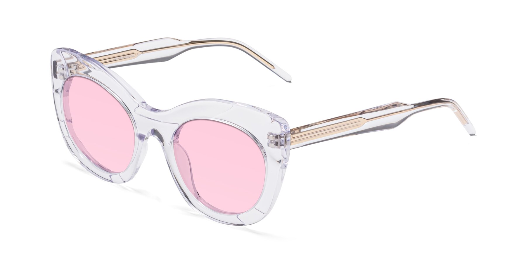 Angle of 1547 in Clear with Light Pink Tinted Lenses