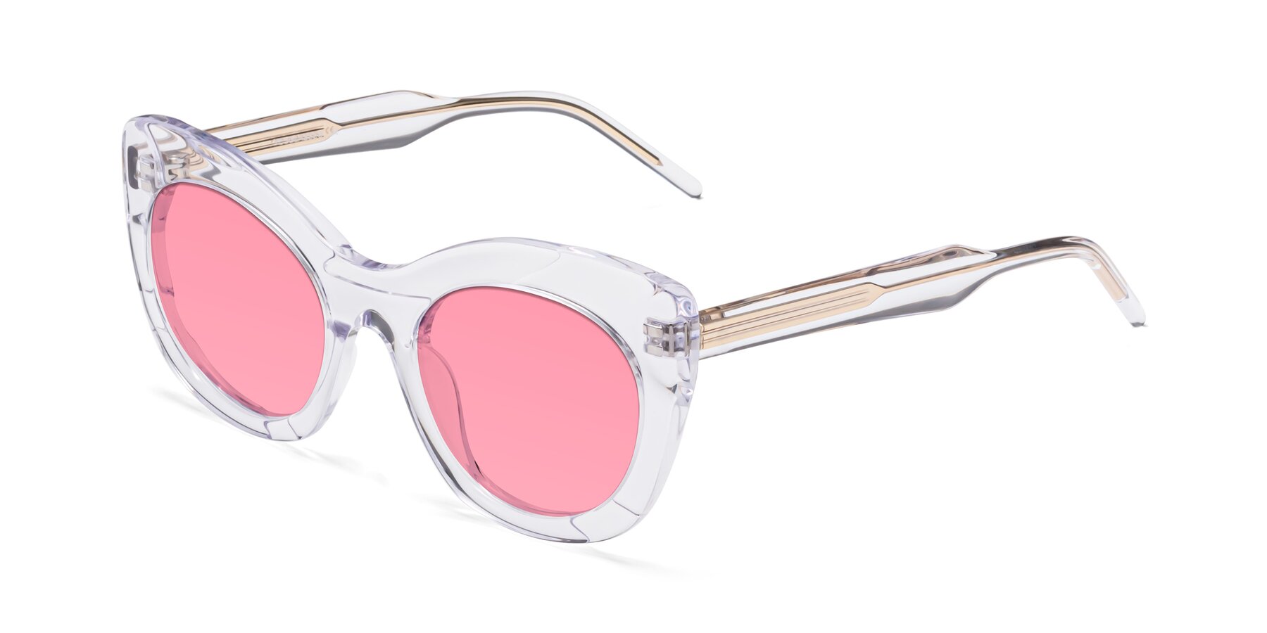 Angle of 1547 in Clear with Pink Tinted Lenses