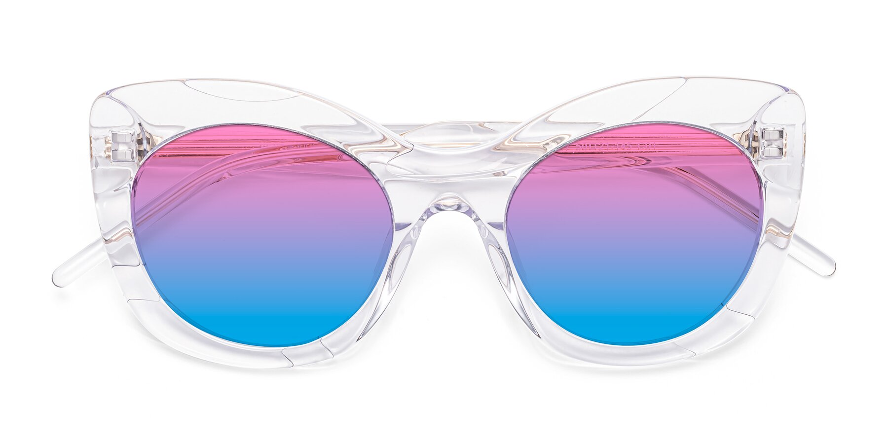 Folded Front of 1547 in Clear with Pink / Blue Gradient Lenses