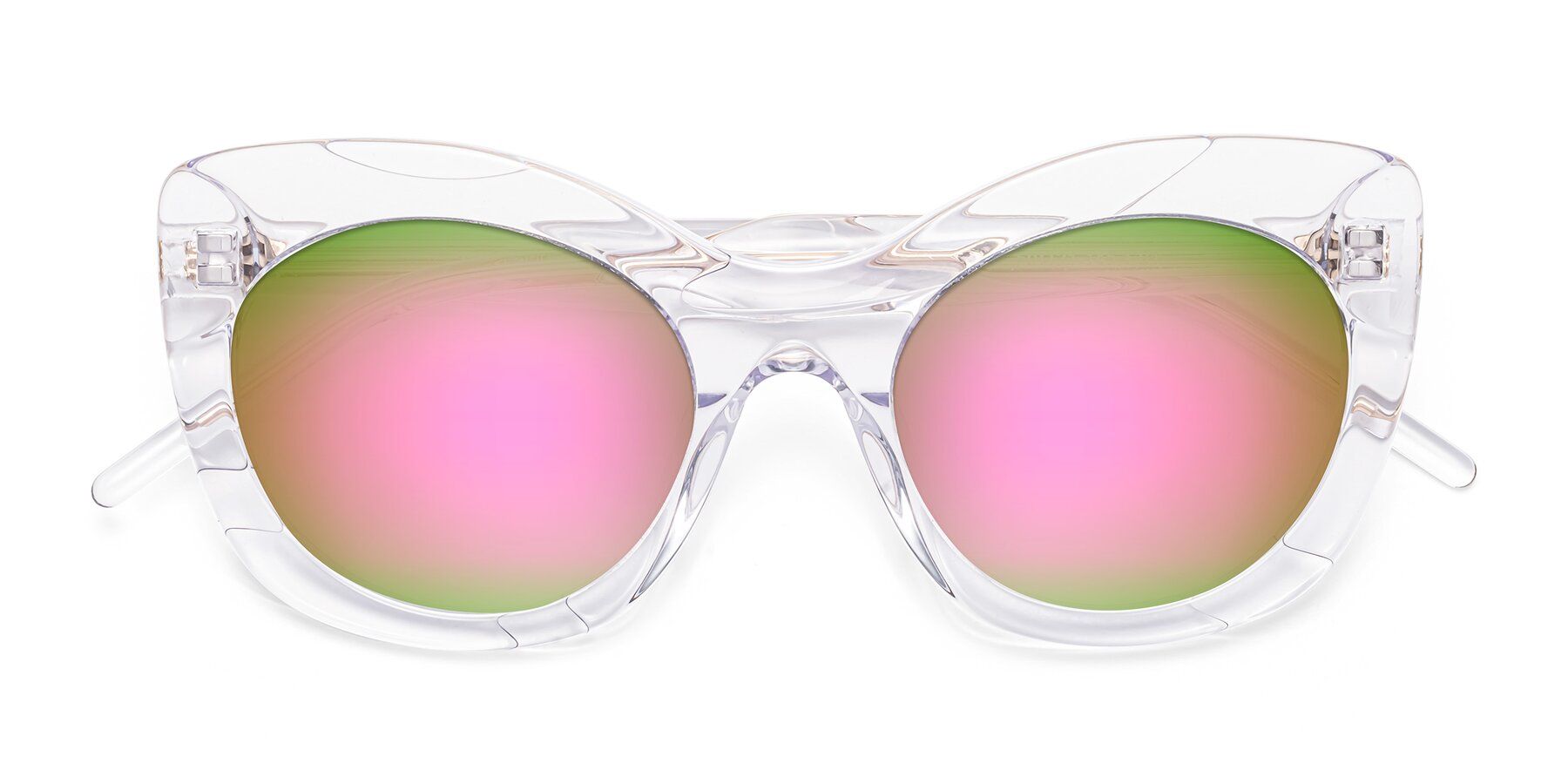 Folded Front of 1547 in Clear with Pink Mirrored Lenses