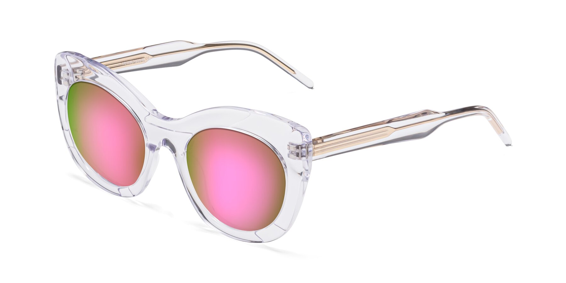 Angle of 1547 in Clear with Pink Mirrored Lenses