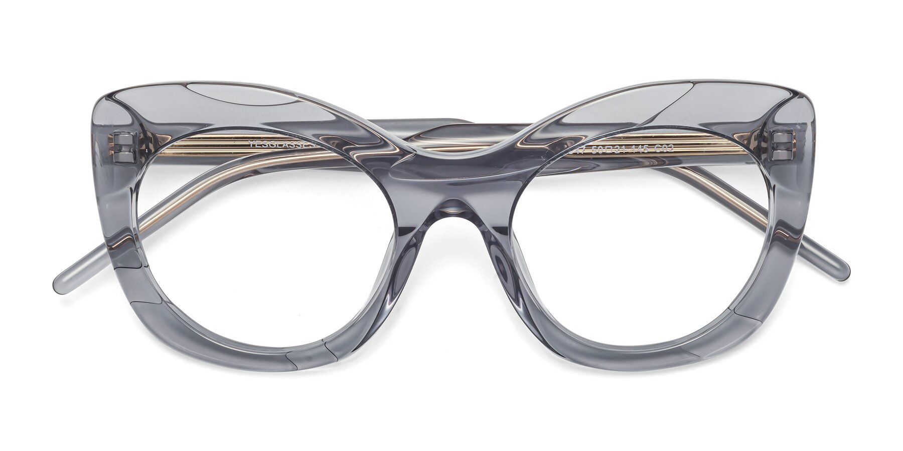 Folded Front of 1547 in Gray with Clear Eyeglass Lenses
