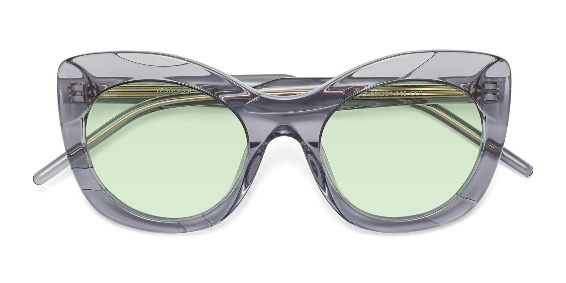 Folded Front of 1547 in Gray with Light Green Tinted Lenses