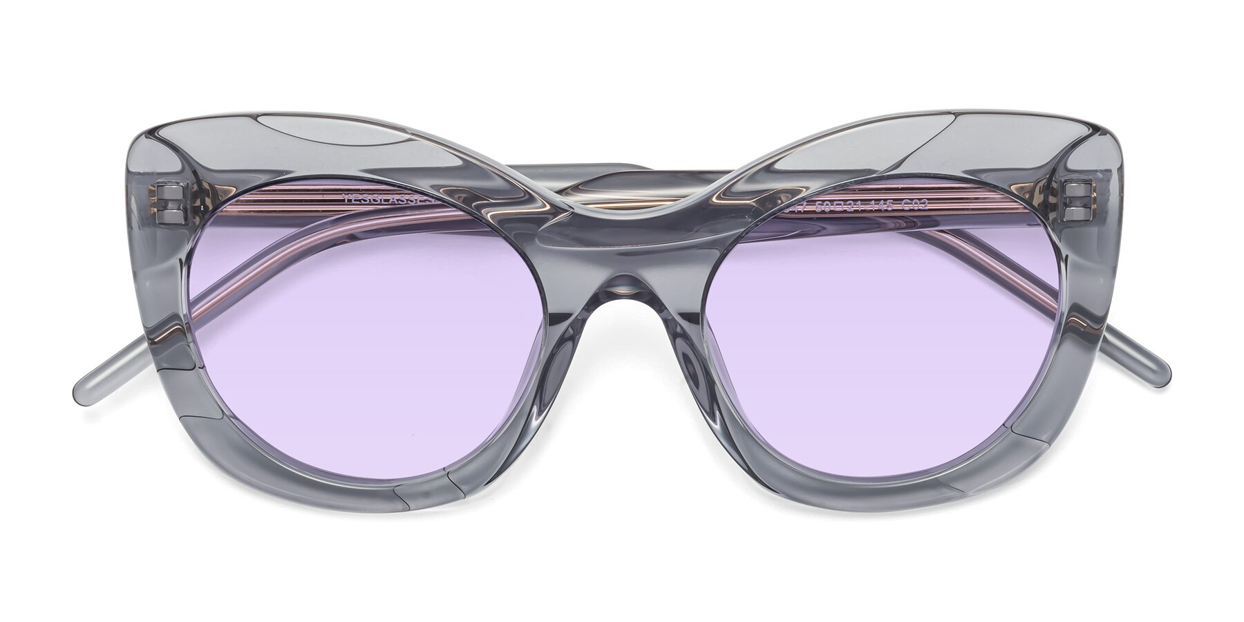 Folded Front of 1547 in Gray with Light Purple Tinted Lenses