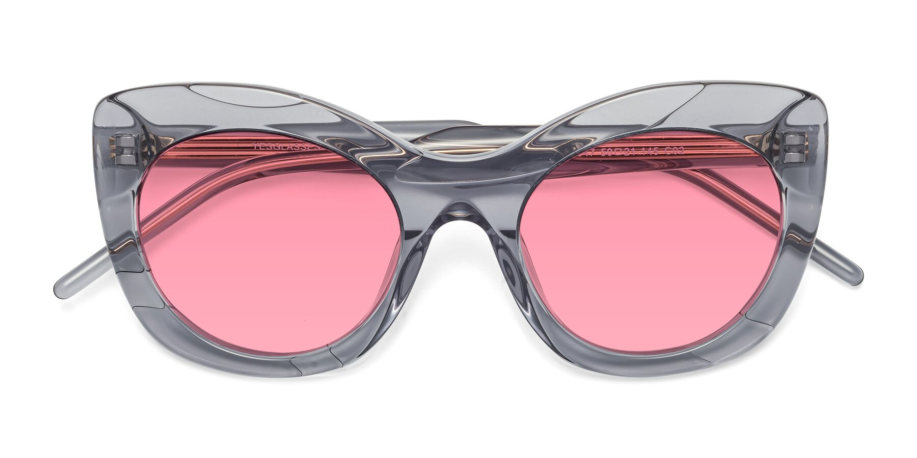 Folded Front of 1547 in Gray with Pink Tinted Lenses