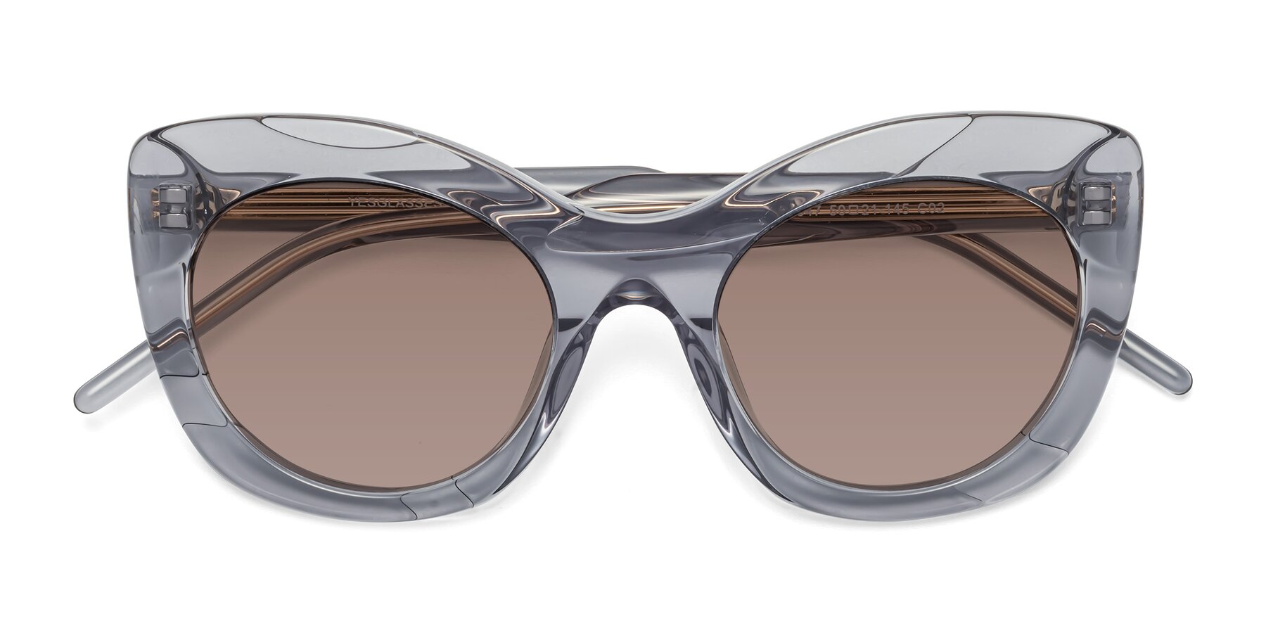 Folded Front of 1547 in Gray with Medium Brown Tinted Lenses