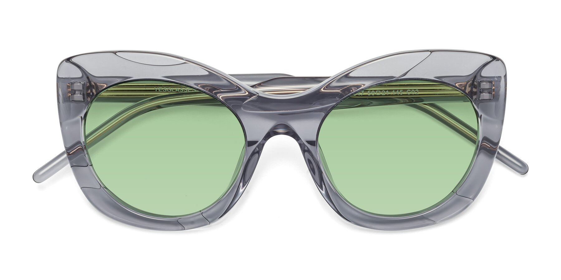Folded Front of 1547 in Gray with Medium Green Tinted Lenses