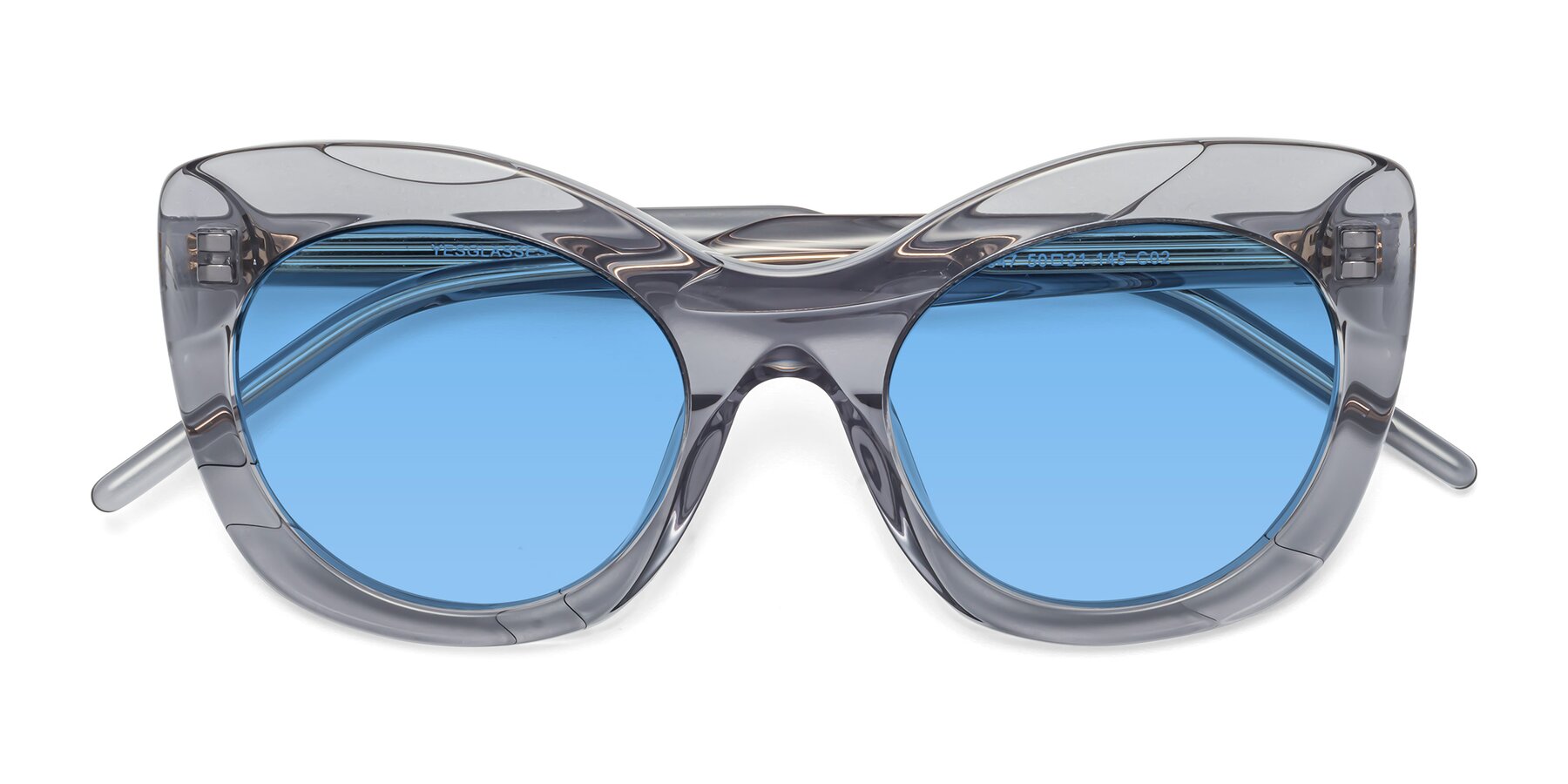 Folded Front of 1547 in Gray with Medium Blue Tinted Lenses