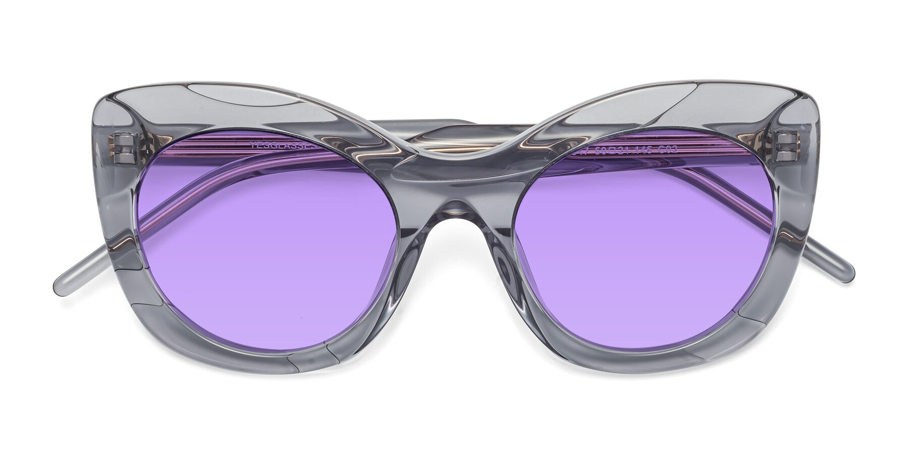Folded Front of 1547 in Gray with Medium Purple Tinted Lenses