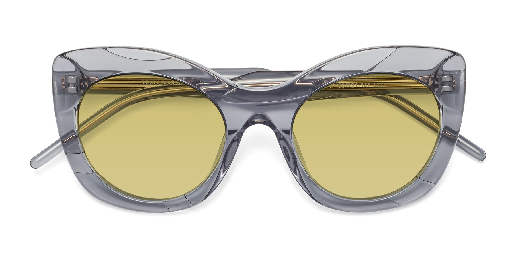 Folded Front of 1547 in Gray with Medium Champagne Tinted Lenses