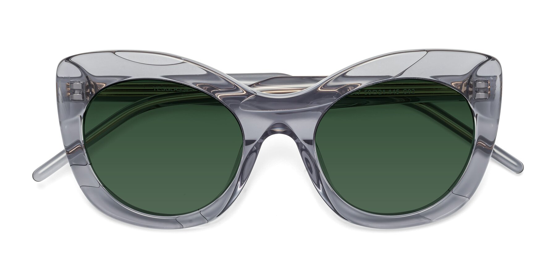 Folded Front of 1547 in Gray with Green Tinted Lenses