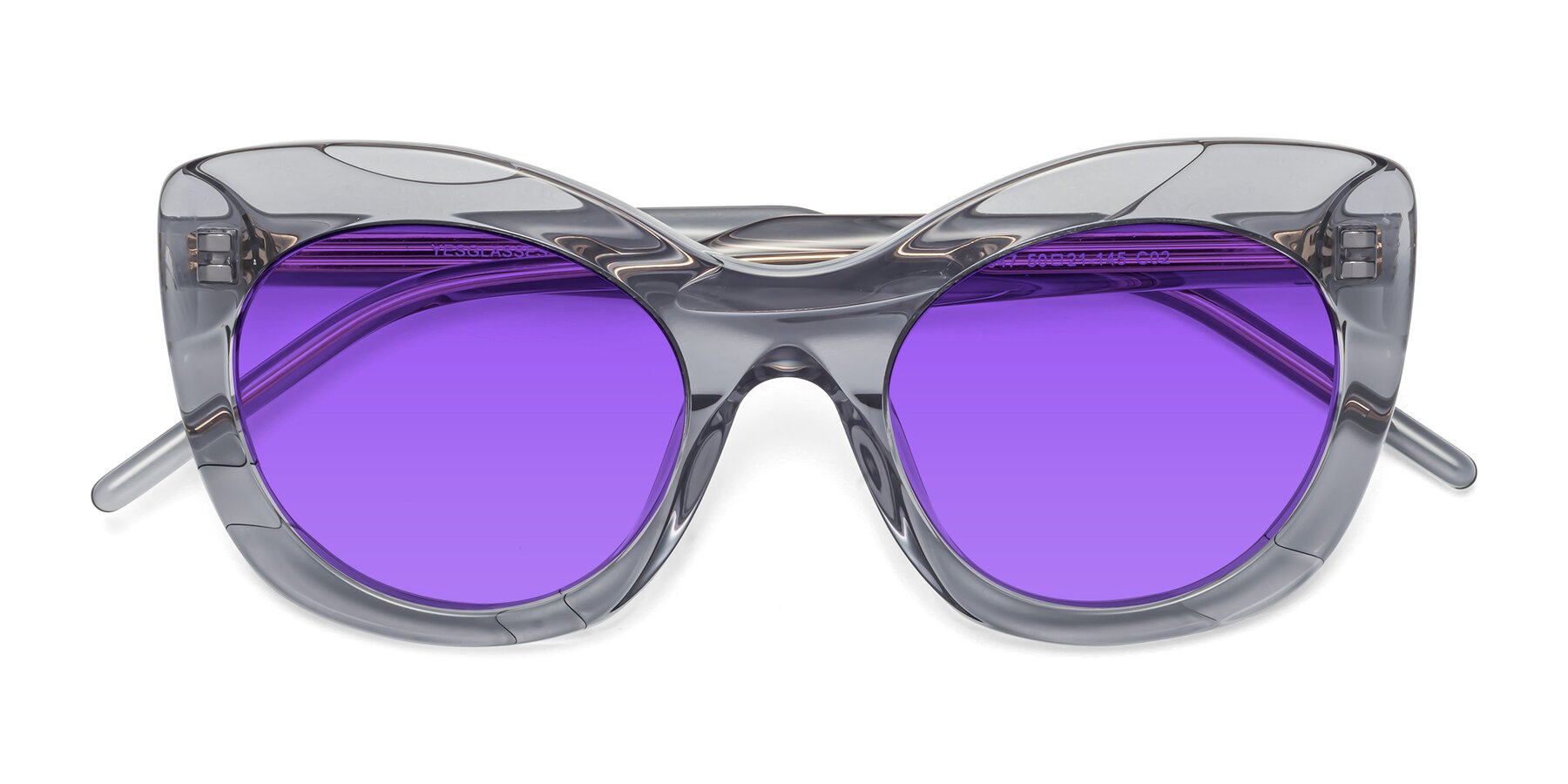 Folded Front of 1547 in Gray with Purple Tinted Lenses