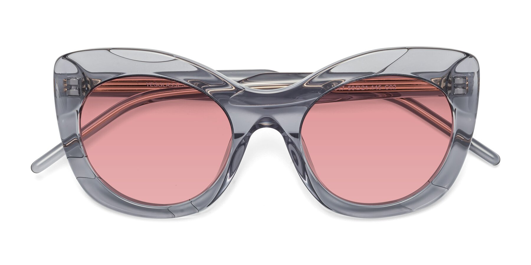 Folded Front of 1547 in Gray with Medium Garnet Tinted Lenses