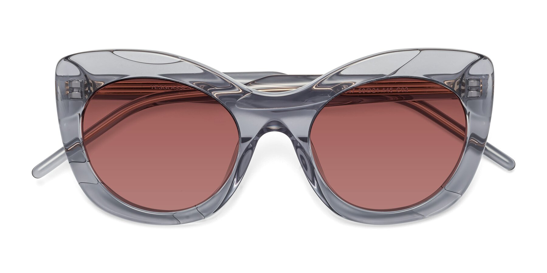 Folded Front of 1547 in Gray with Garnet Tinted Lenses