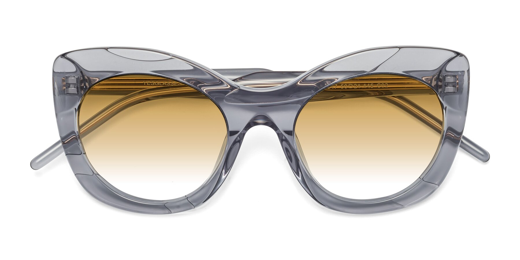 Folded Front of 1547 in Gray with Champagne Gradient Lenses