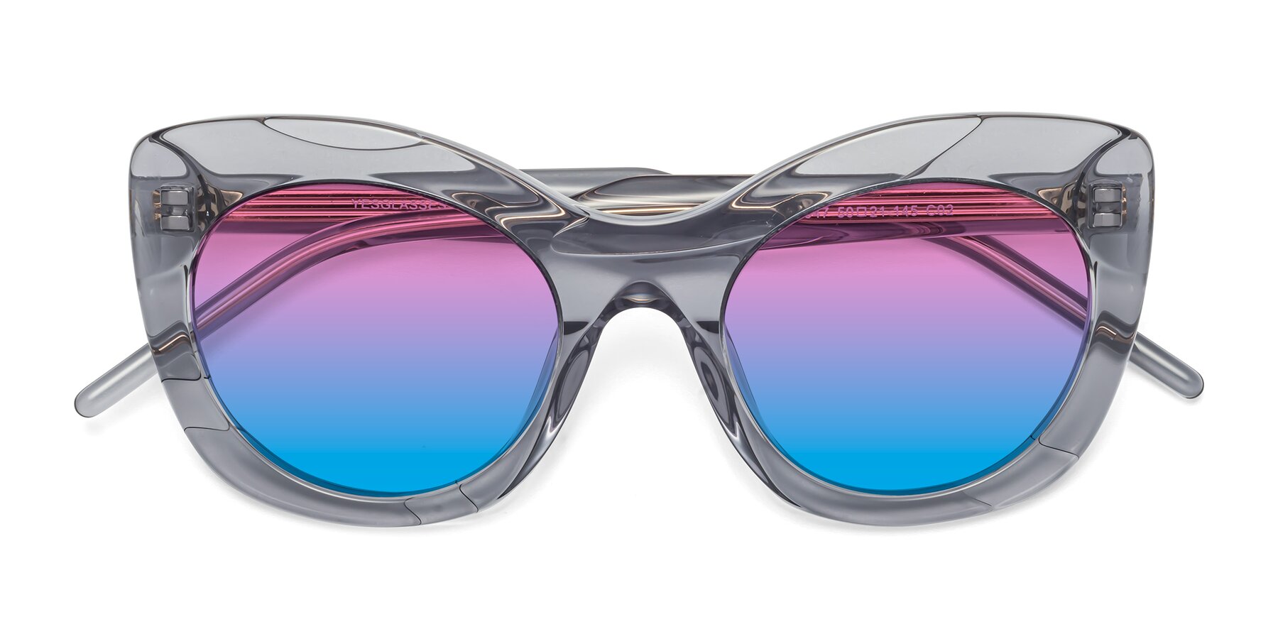 Folded Front of 1547 in Gray with Pink / Blue Gradient Lenses