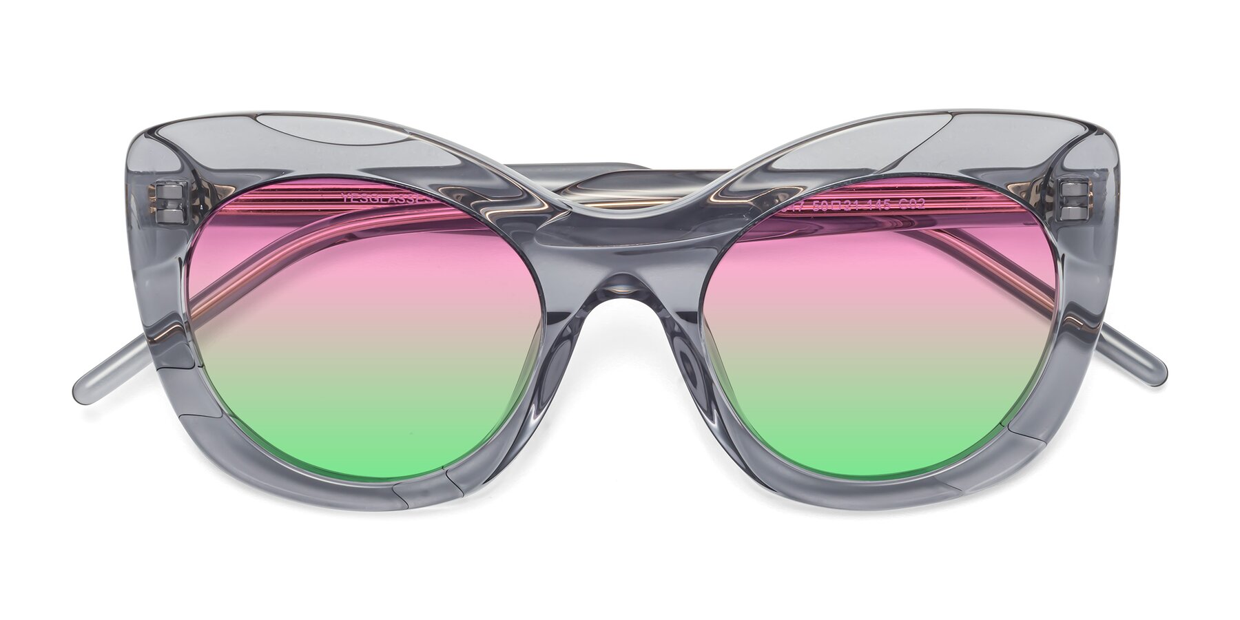 Folded Front of 1547 in Gray with Pink / Green Gradient Lenses