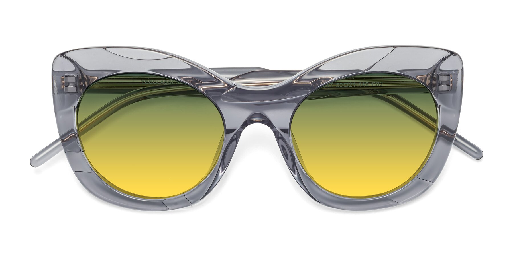 Folded Front of 1547 in Gray with Green / Yellow Gradient Lenses