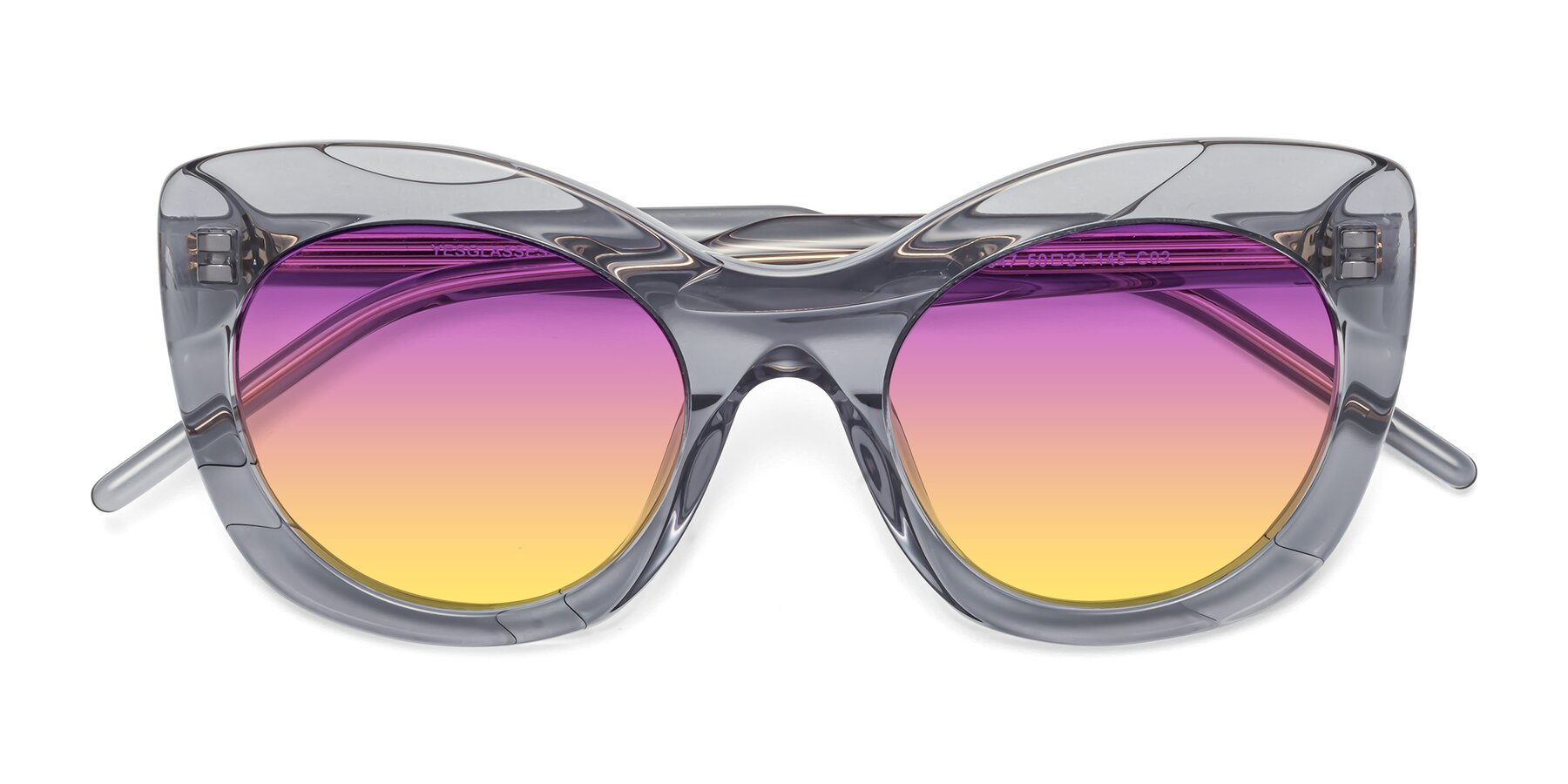 Folded Front of 1547 in Gray with Purple / Yellow Gradient Lenses