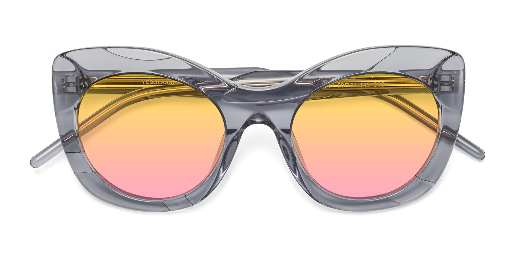 Folded Front of 1547 in Gray with Yellow / Pink Gradient Lenses