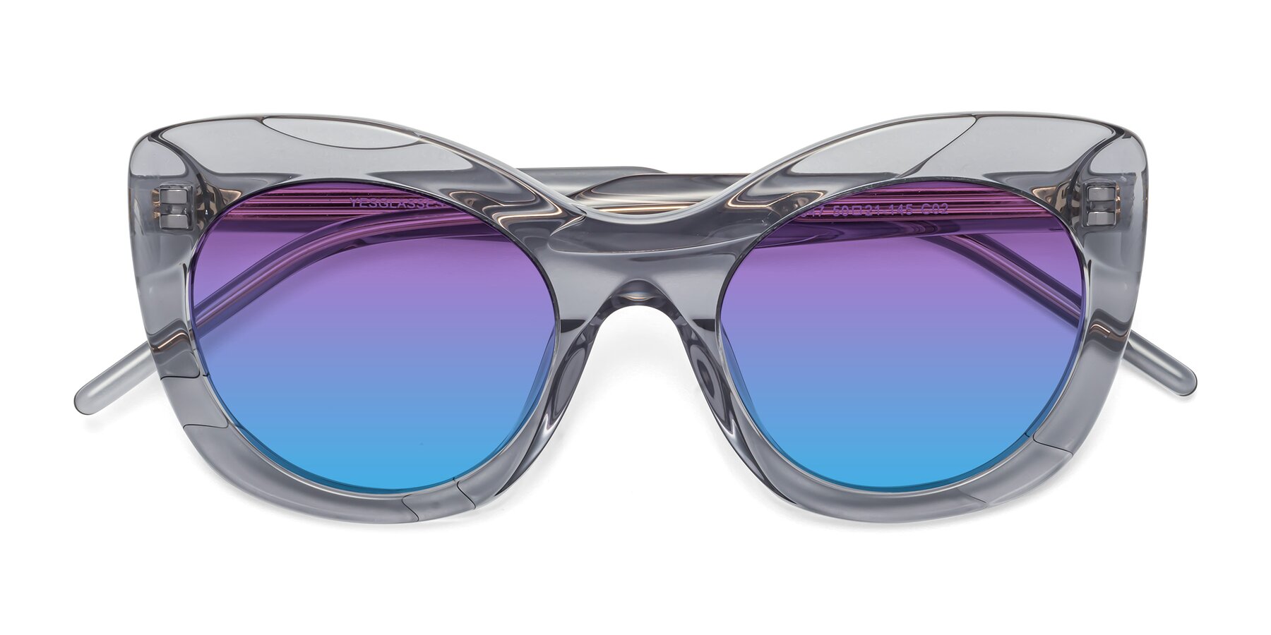 Folded Front of 1547 in Gray with Purple / Blue Gradient Lenses