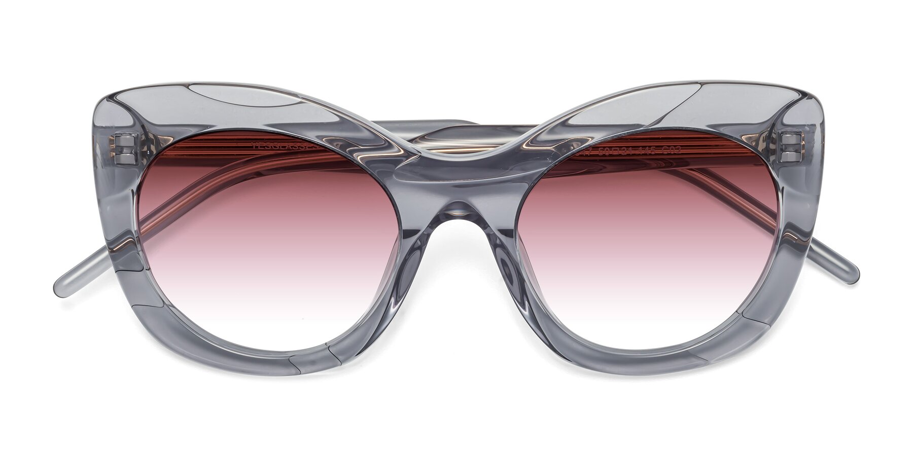 Folded Front of 1547 in Gray with Garnet Gradient Lenses