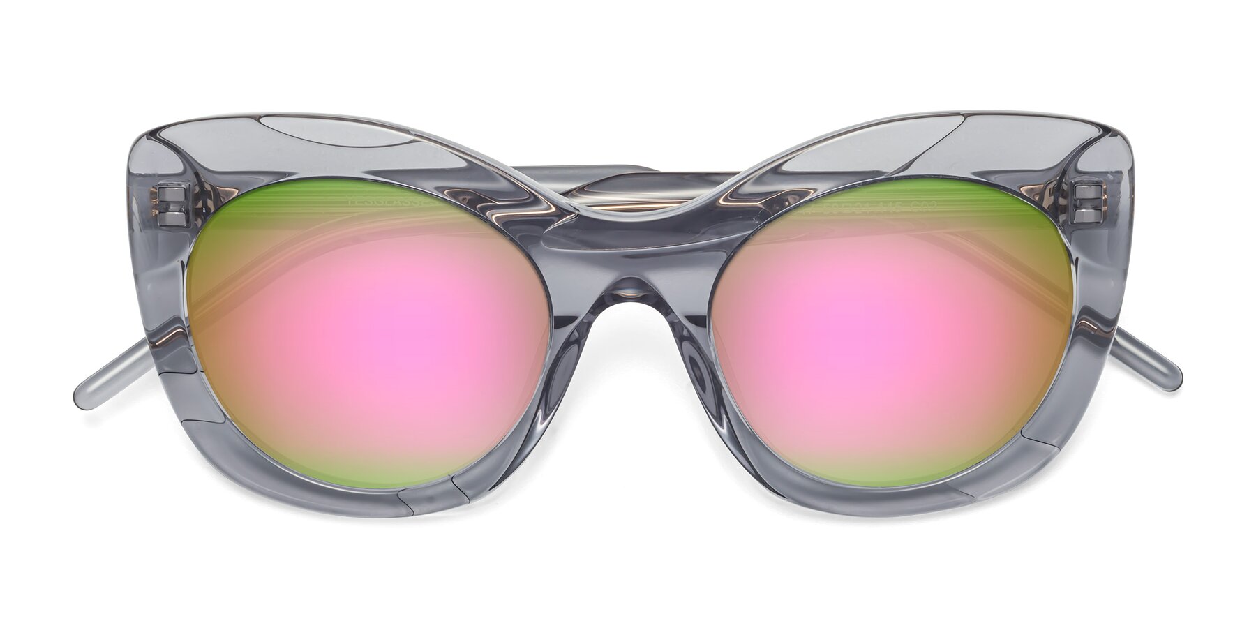 Folded Front of 1547 in Gray with Pink Mirrored Lenses