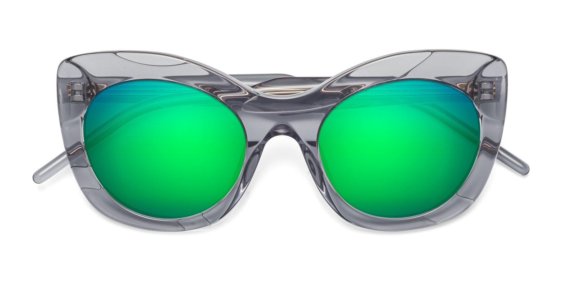 Folded Front of 1547 in Gray with Green Mirrored Lenses
