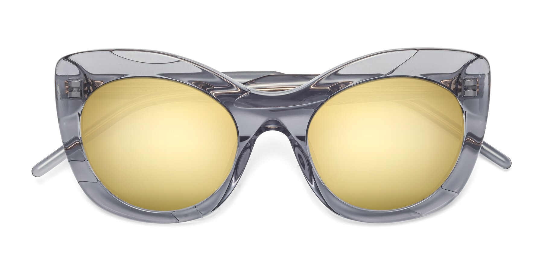 Folded Front of 1547 in Gray with Gold Mirrored Lenses
