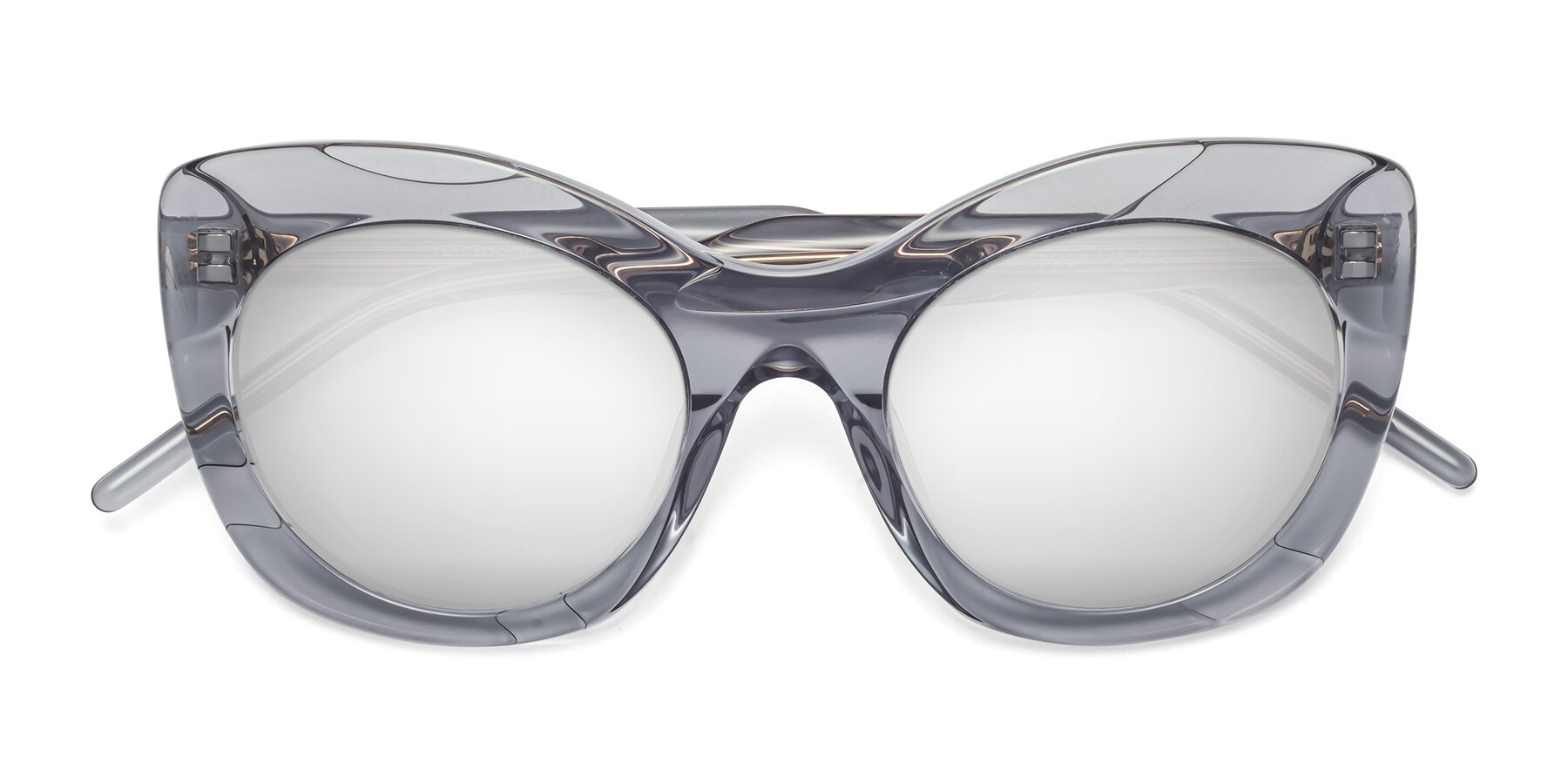 Folded Front of 1547 in Gray with Silver Mirrored Lenses