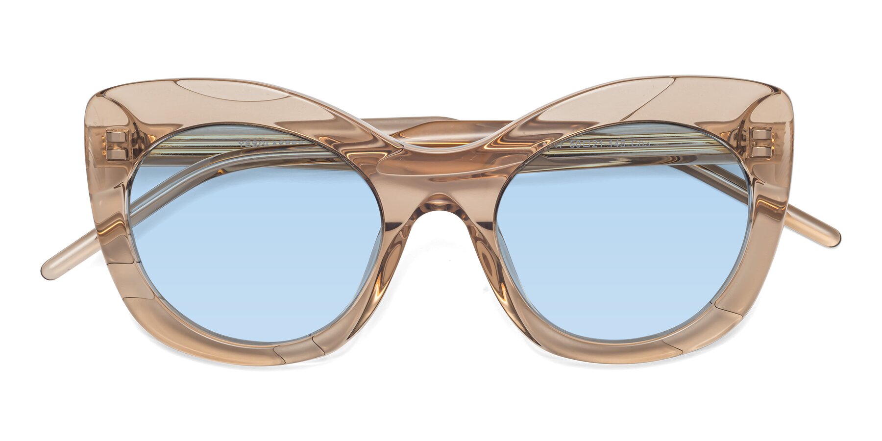 Folded Front of 1547 in Caramel with Light Blue Tinted Lenses