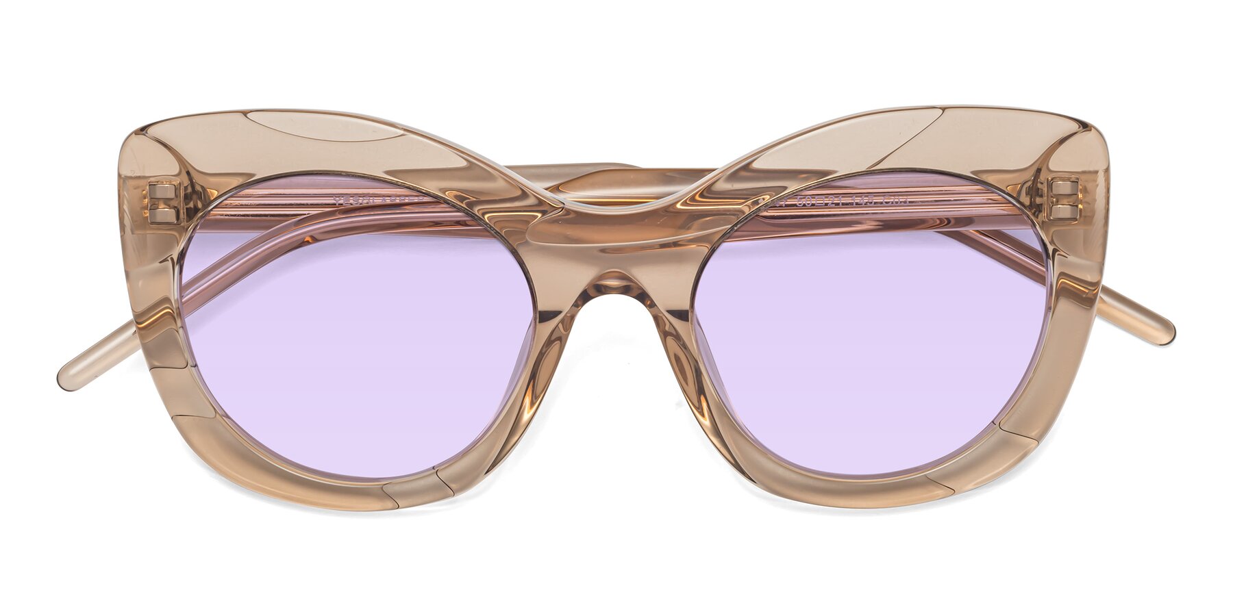 Folded Front of 1547 in Caramel with Light Purple Tinted Lenses