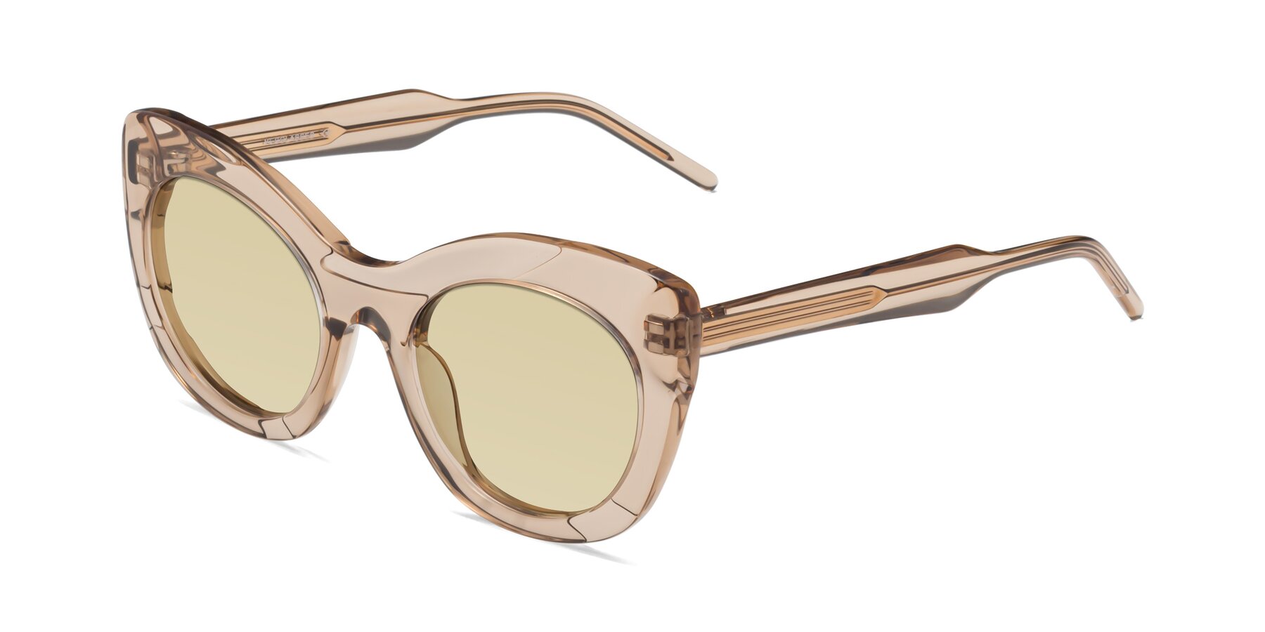 Angle of 1547 in Caramel with Light Champagne Tinted Lenses