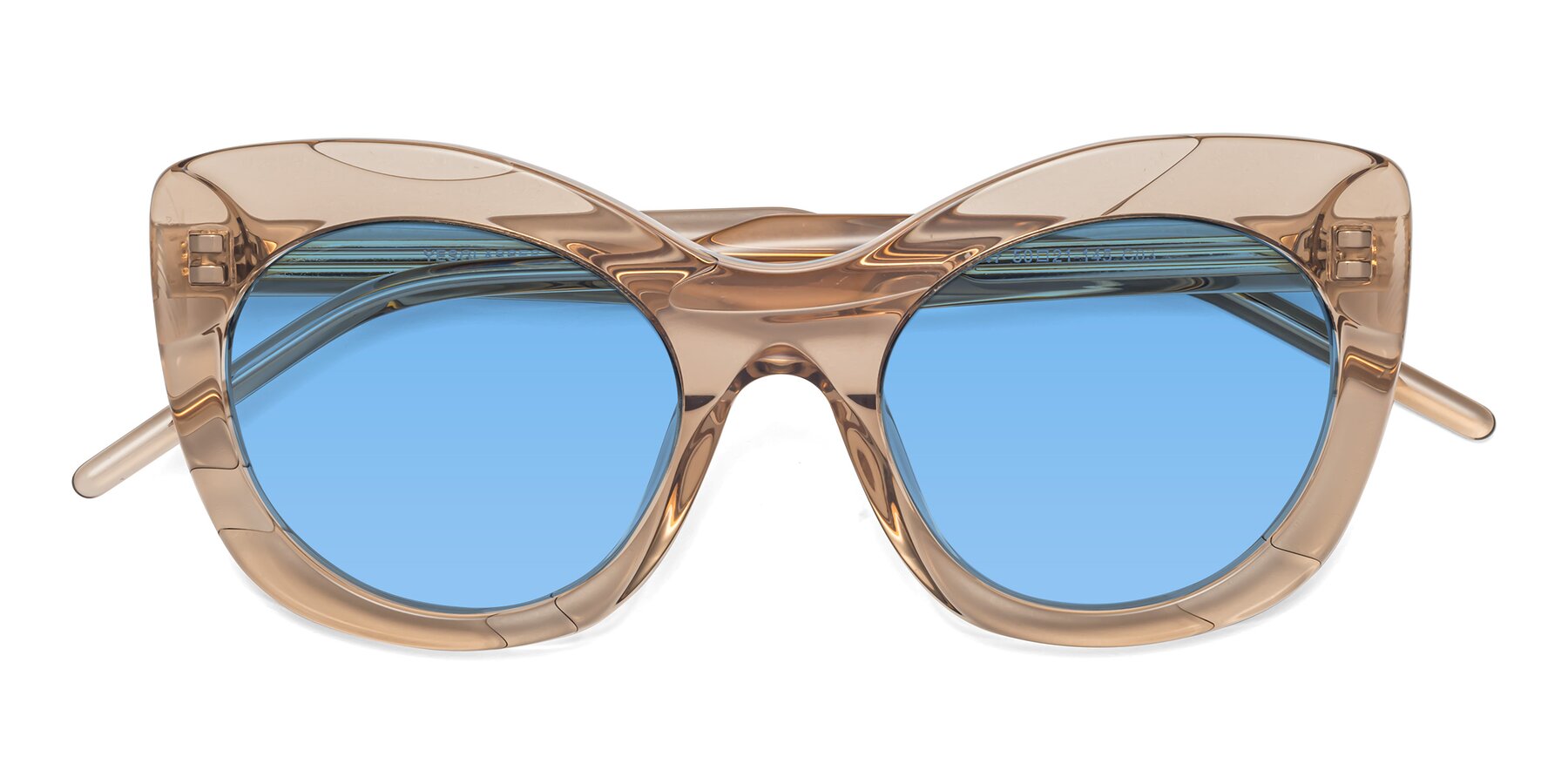 Folded Front of 1547 in Caramel with Medium Blue Tinted Lenses